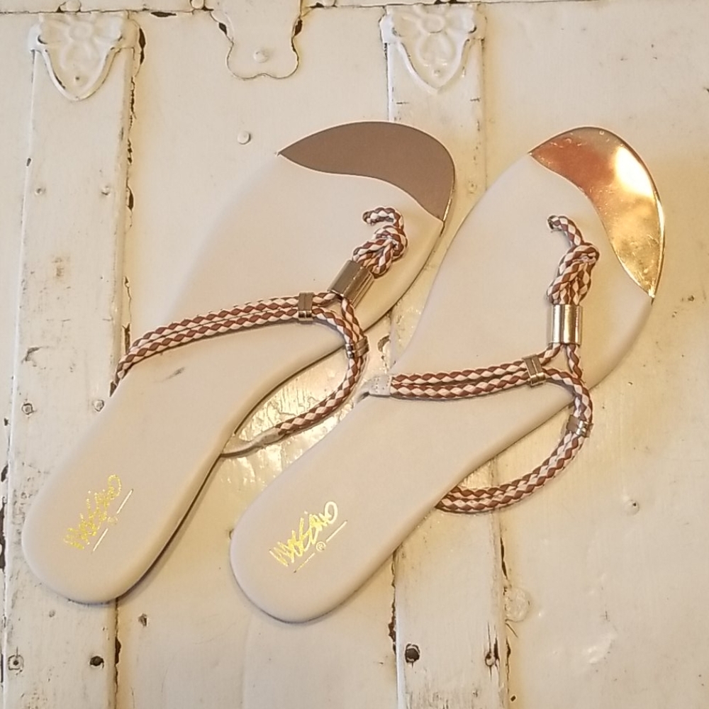 White and gold sandals